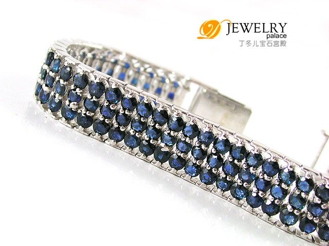 22ct Genuine Blue Sapphire Bracelet 925 Sterling Silver Size 8  