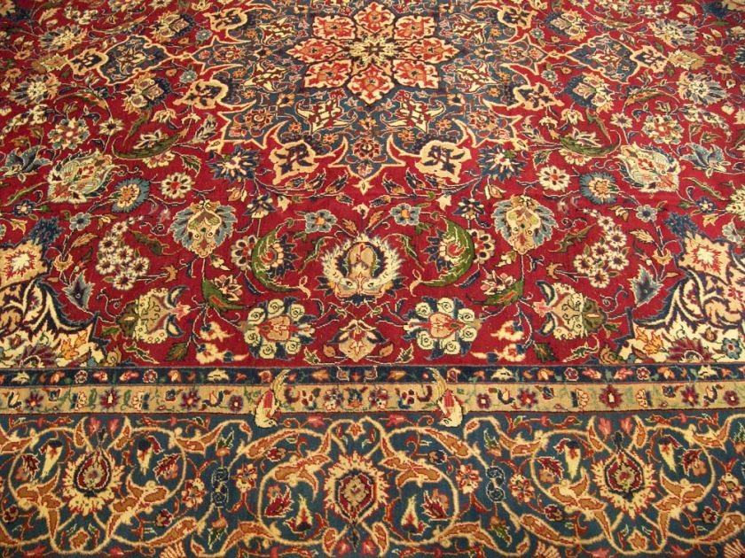 10x14 Handmade Fine Antique Persian Pictorial Isfahan Wool Rug Great 
