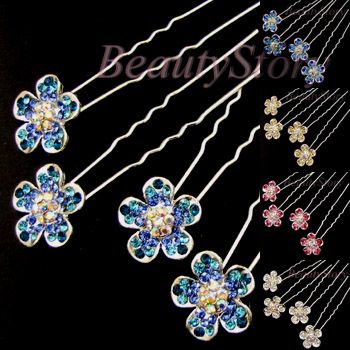 ADDL Item  Austrian rhinestone crystal flower hair pin 