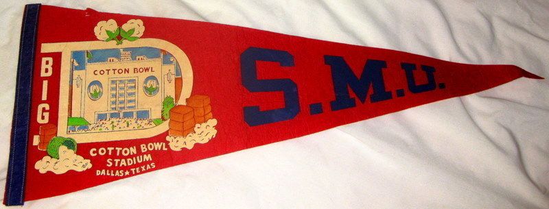 SMU MUSTANGS 1966 COTTON BOWL PENNANT   ORIGINAL   DON MEREDITH  