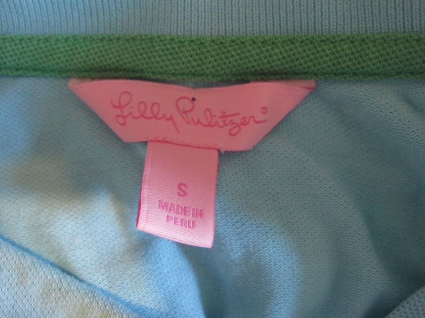 Womens LILLY PULITZER Light Blue Polo Shirt~Small~Collar Short Sleeve 