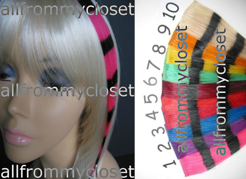 101214 18 ANY COLOR COONTAIL STRIPE HAIR EXTENSIONS  