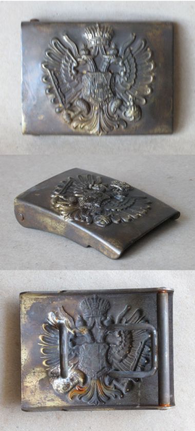 WWI AUSTRIAN HUNGARIAN EMBOSSED BRASS BELT BUCKLE  