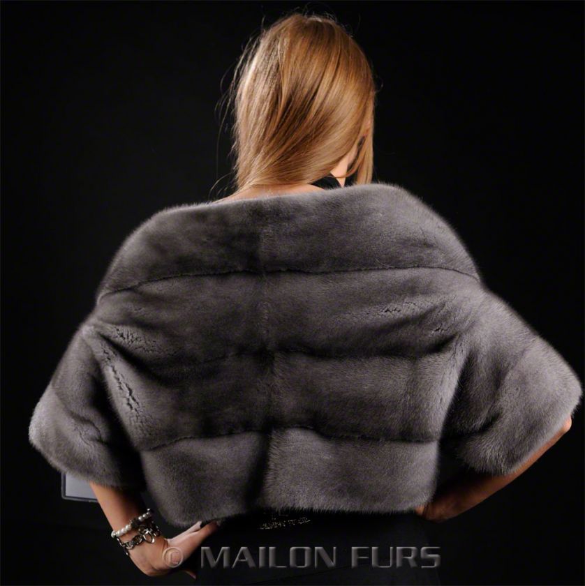 Blue Iris natural Mink fur bolero shawl  New  One size fits most 