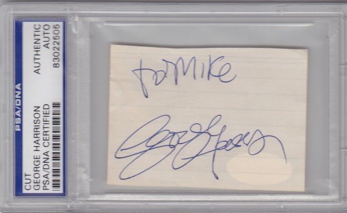 BEATLES All 4 Signed Cut Slabbed PSA/DNA & JSA LENNON McCARTNEY 