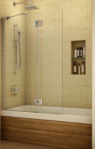 Fleurco Monaco Frameless Tub Shower Shield, 3/8 Glass  