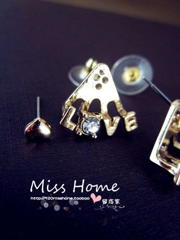 Hot New Korea Style Fashion Gold Metal Charm Crystal Love Heart Ear 