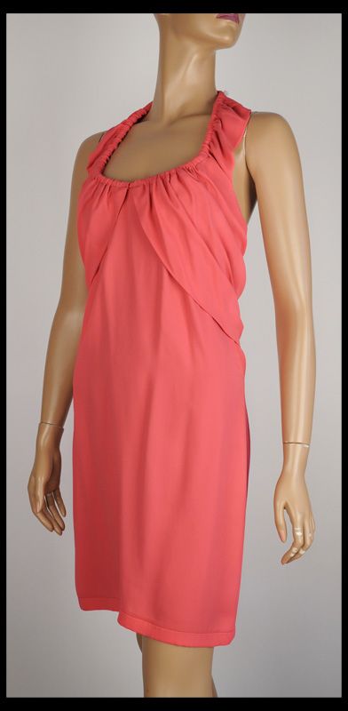 MIU MIU BY PRADA DRESS CORAL HALTER NECKLINE sz 42  