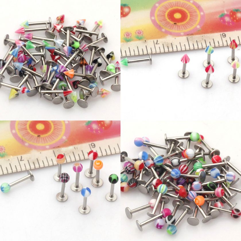 100pcs 16g Labret Lip Monroe Rings Chin Tragus Bars 141  