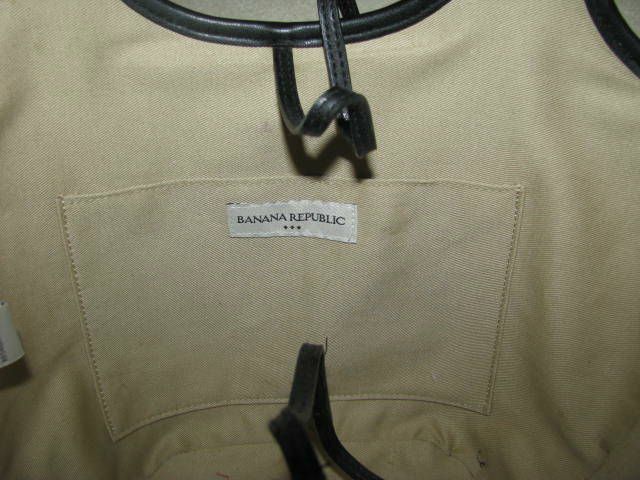 Banana Republic Straw Basket Tote Handbag Purse Two Tone Open Pocket 