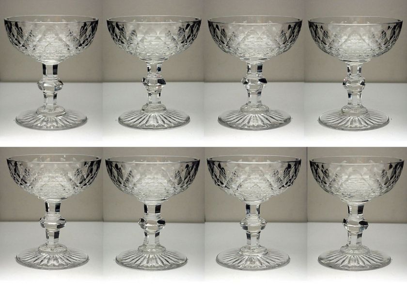 LOT of 8   SENECA GLASS PATTERN 10012 1 CUT CRYSTAL 5 Oz. CHAMPAGNE 