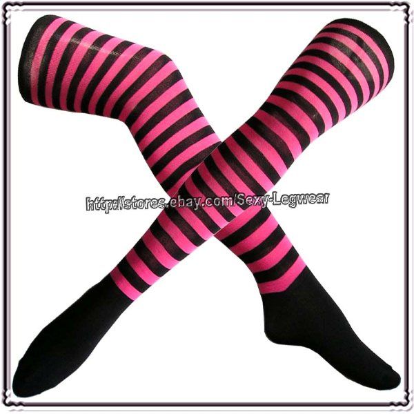 style striped over knee high socks/stockings  