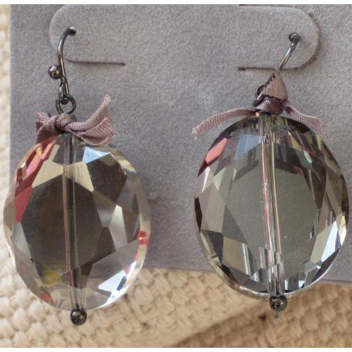   Earrings Gift RV$29 Beautiful Tungsten Tone Big Cutting Crystal  