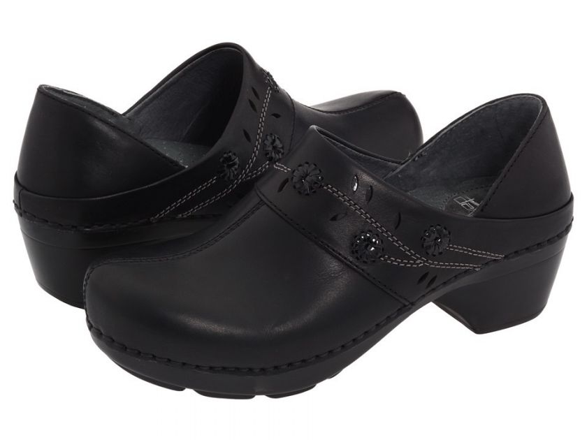 Womens Dansko Slip On Clogs Summer Black Leather  