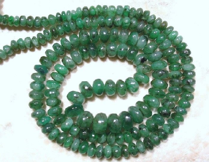 Plain Real Emerald Rondelle Beads D (Select A Size) A+  