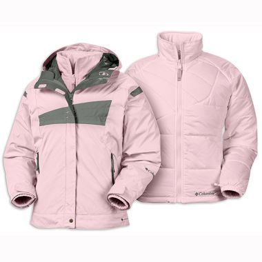 Girl Columbia Ski Jacket Winter Coat Pink 3in1 sz 18 20  
