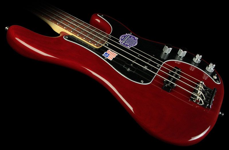 Fender American Deluxe Electric Precision Bass Guitar Wine Transparent 