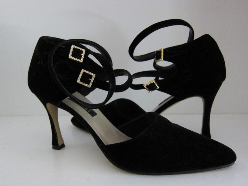 Colin Stuart Black Velvet Ankle Strap Pump Size 9  