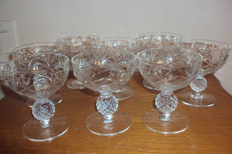 ANTIQUE VINTAGE CRYSTAL STEM WINE SHERBET GLASSES  