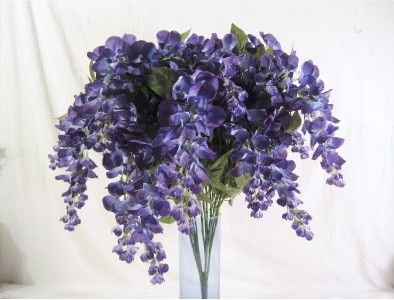   WISTERIA SILK ARTIFICIAL FLORAL WEDDING FLOWERS BUSH ARRANGEMENTS