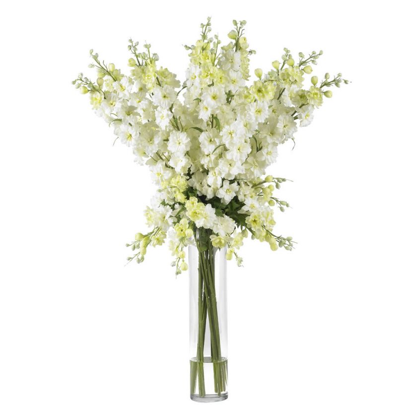 LARGE ARTIFICIAL SILK WHITE FAKE FLOWER ARRANGEMENT  