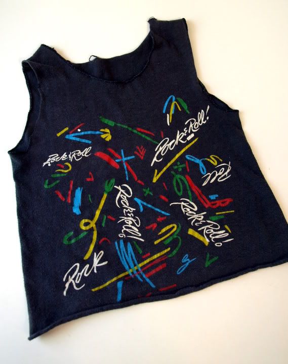 vintage 80s ROCK & ROLL kids TANK TOP Shirt XS 2T/3T/4  