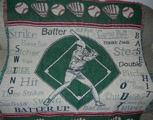 New Batter Up Baseball Afghan Throw Blanket Little League Major Boy 