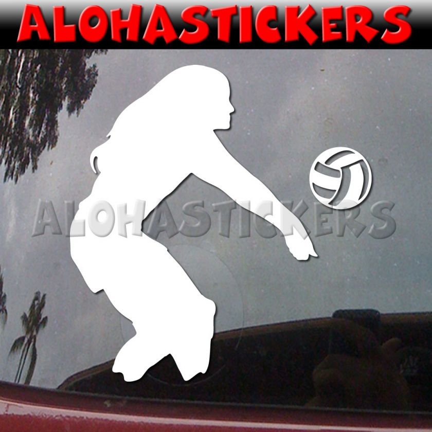 GIRL VOLLEYBALL PLAYER Beach Spike Kill Pass Dig Vinyl Decal Window 