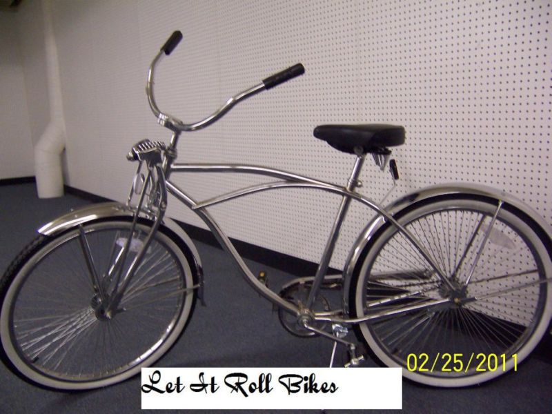 26 MANS BEACH CRUISER BIKE 72 SPOKES FENDERS CHROME  