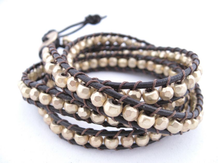 LEATHER WRAP BRACELETS Brown, Black & Tan, Silver, Gold & White NEW 