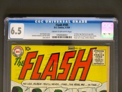 Flash #105 DC 1959 CGC 6.5 FN+ 1st App & ORIGIN Mirror Master   ORIGIN 