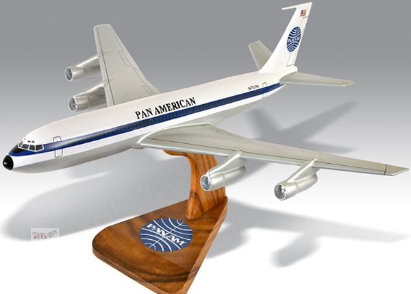 Boeing 707   Pan Am Wood Desktop Airplane Model  