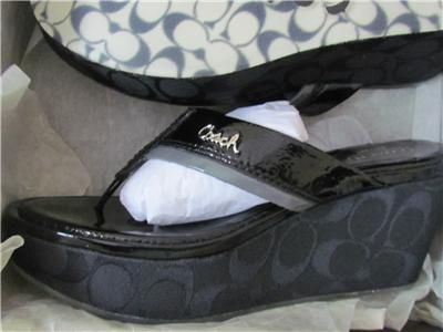 Coach JODY Crinkle Patent Black Sandal Sizes 8, 8.5  