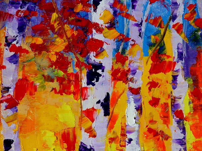 BIRCHES ASPEN PALETTE KNIFE OIL Painting ART AWARD WINNING ARTIST INNA 