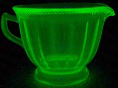 Federal Glass Pitcher Colonial Fluted Green  