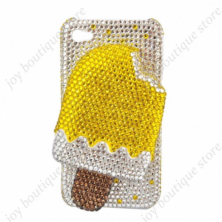   icecream crystal clear rhinestone Case Cover for Apple Iphone4  