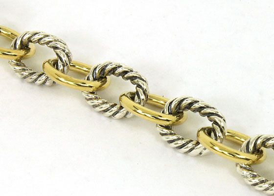 DESIGNER DAVID YURMAN STERLING SILVER 18K GOLD BRACELET  