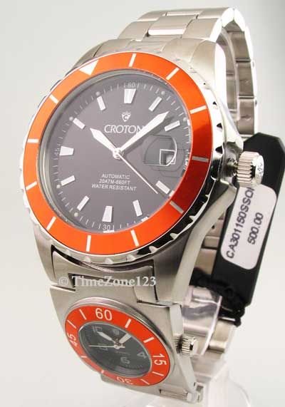 MENS CROTON STEEL AUTOMATIC DATE WATCH CA301150SSOR  