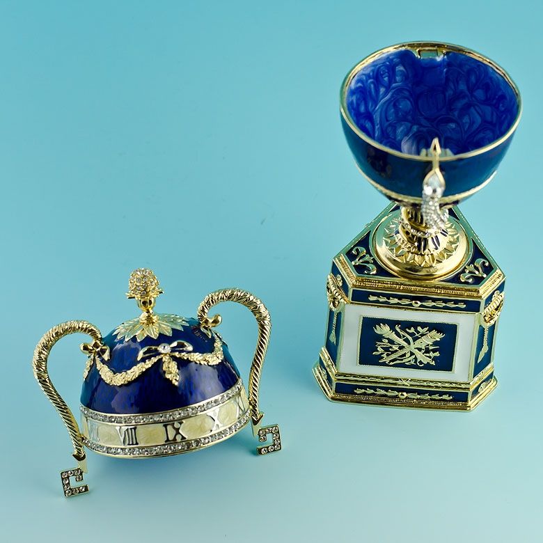 Blue Serpent Clock Faberge Egg  