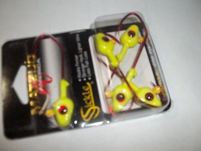 MATZUO SICKLE JIG HEADS WITH RED HOOK 5 PACK CHARTREUSE on PopScreen