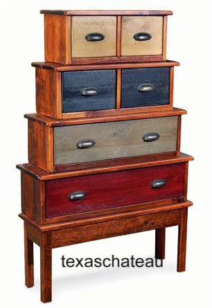 PRIMITIVE COUNTRY STYLE DECOR STACKING TRUNKS CHEST DRAWERS CABINET 