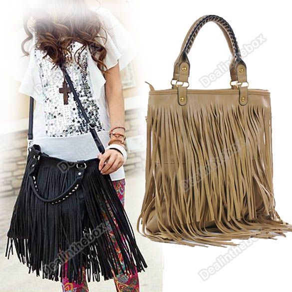   Womens Fashion Punk Tassel Fringe Handbag Shoulder Bag 2 Color  