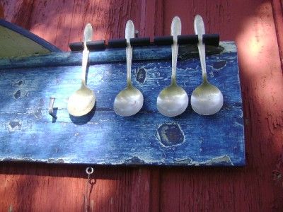 Primitive Hanging Wall Spoon Holder + Drying Rack + Shelf in Blue 