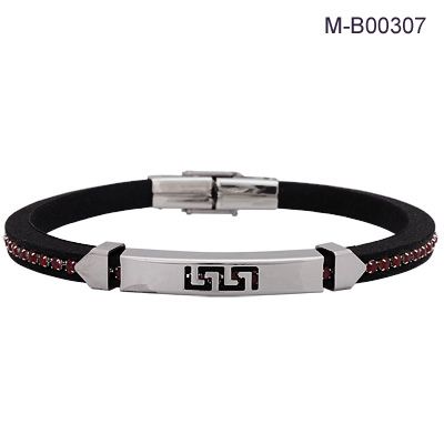 TWO) Stainless Steel Mens Rubber & Bead 8.5 Bracelet  