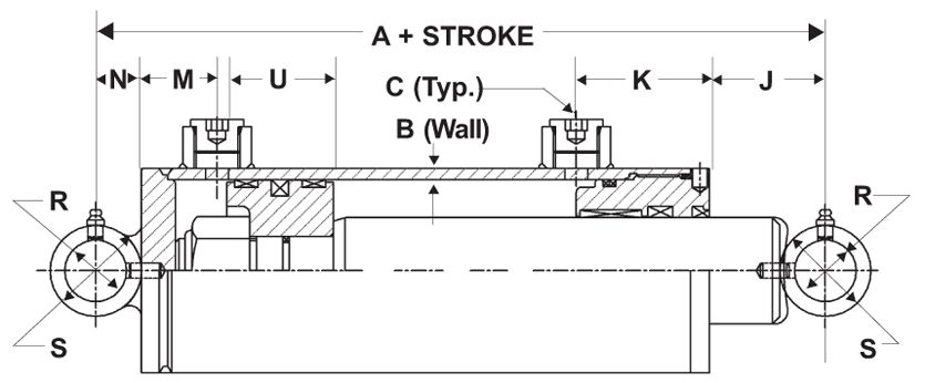 Welded Crosstube Hydraulic Cylinder 2 x 4  