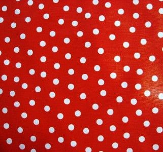 NEW RED WHITE POLKA DOT RETRO OILCLOTH VINYL FABRIC BTY  