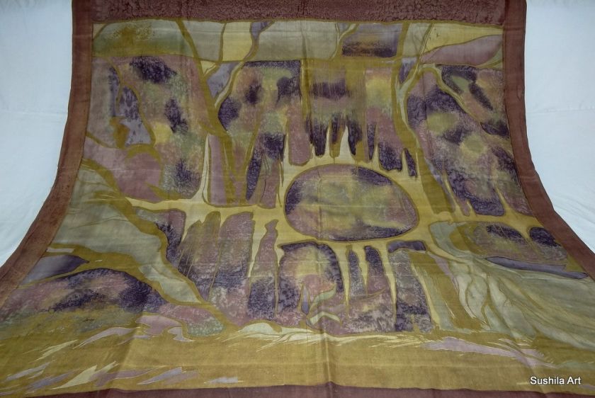 One of its Kind RARE 100% Pure Silk Indian Vintage Antique Print Sari 