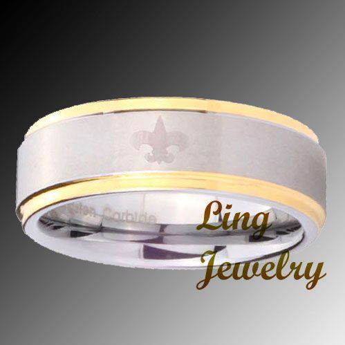 8MM TUNGSTEN TWO TONE SUPERMAN WEDDING RINGS SIZE 7 13  