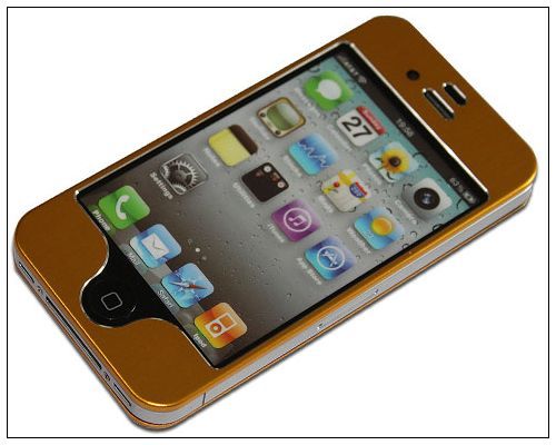 Luxury Metal Aluminum Front Back Sticker Cover Case For iphone 4 4G 4S 