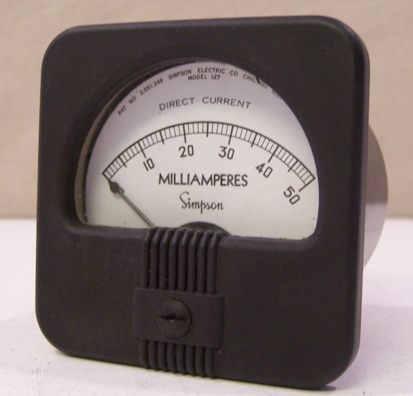 USED VINTAGE HAM RADIO METER SIMPSON MODEL 127 DC MILLIAMPERES DIRECT 